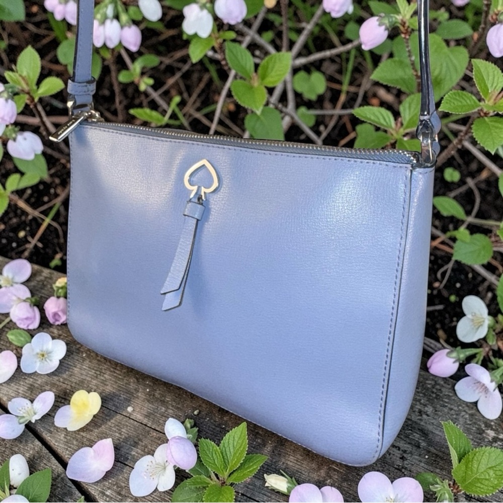 Kate Spade Adel Medium Top Zip Crossbody Shoulder Bag in Blueberry Cobbler 🫐🩵 - Picture 5 of 14
